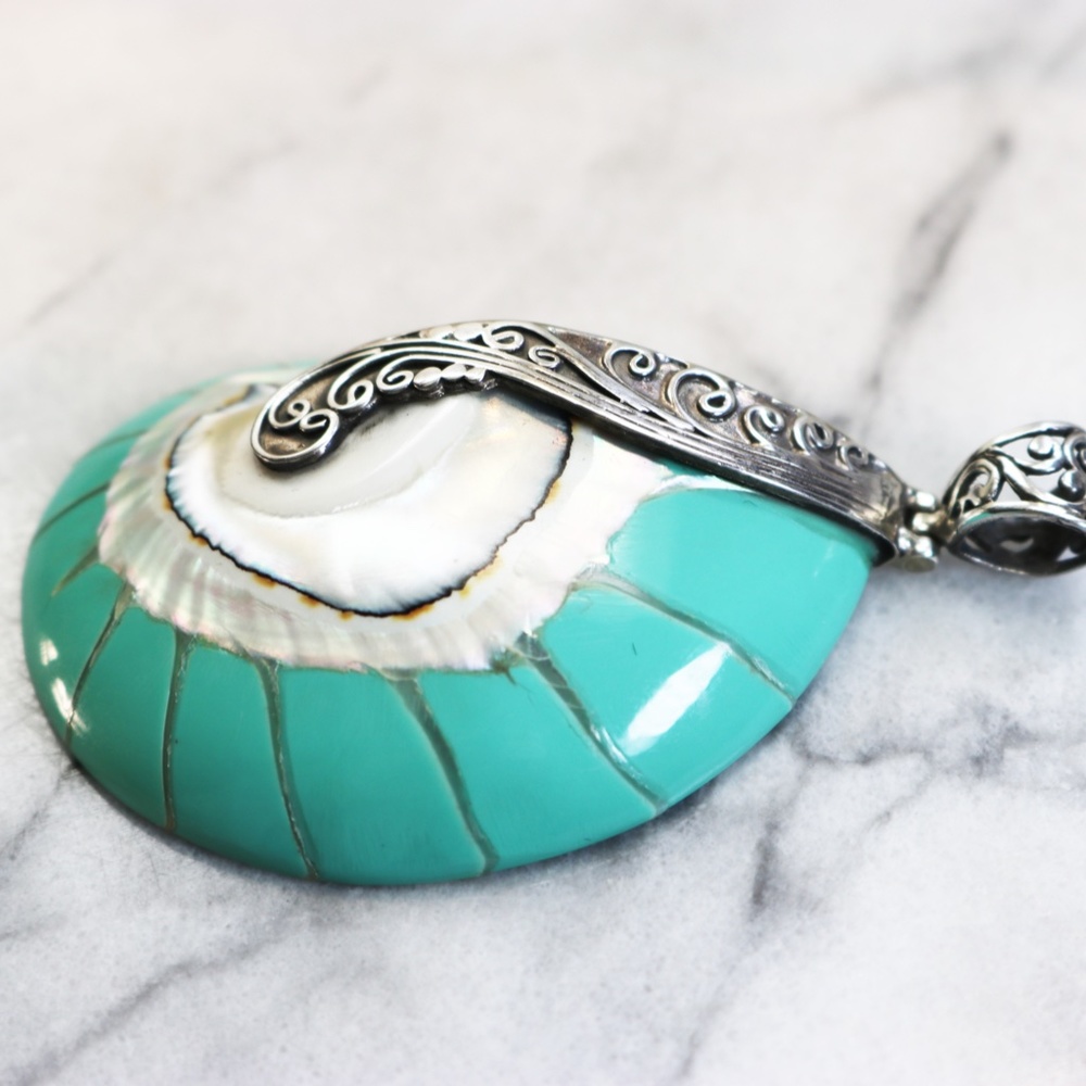 New! Sterling Silver Embellished Seashell Pendants - Picture 6 of 16